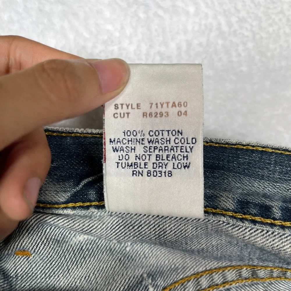 Vintage 90s Lucky Brand Hendrix Jeans Men's Blue Denim Distressed USA Made 34X33